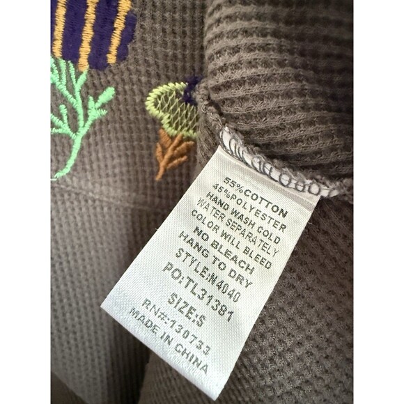 Small Town Boutique Katina Floral Boho Embroidered Top Shirt Blouse Waffle Small - Picture 4 of 4